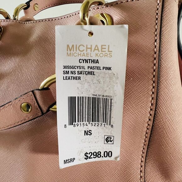 MICHAEL KORS Cynthia Pastel Pink Leather Small Satchel Crossbody Bag - Picture 12 of 12